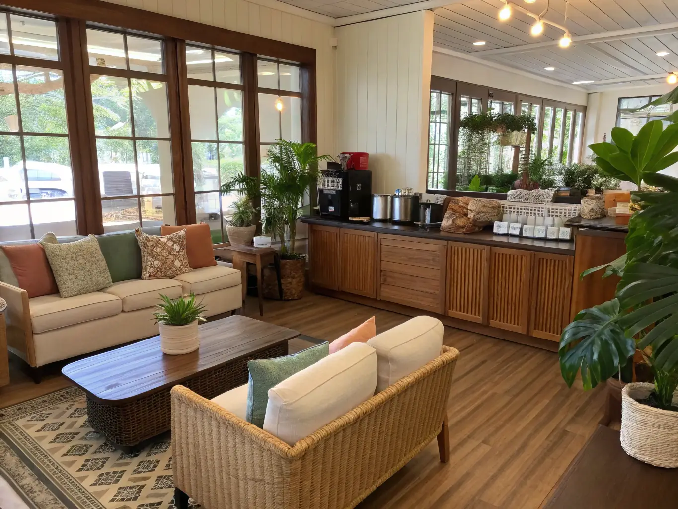A clean and well-maintained facility lounge area featuring a Rainbow Access vending machine, offering a selection of refreshments to visitors and staff.